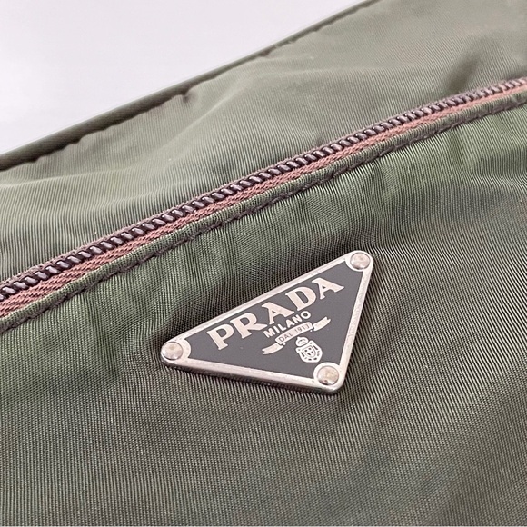 Prada green brown nylon triangle logo camera case crossbody bag - Picture 2 of 12